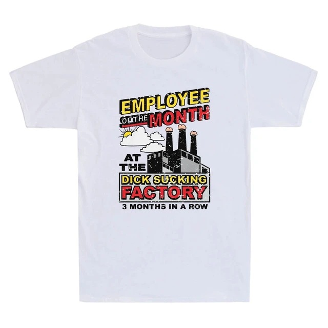Humorous Factory Slogan Printed Cotton T-Shirt