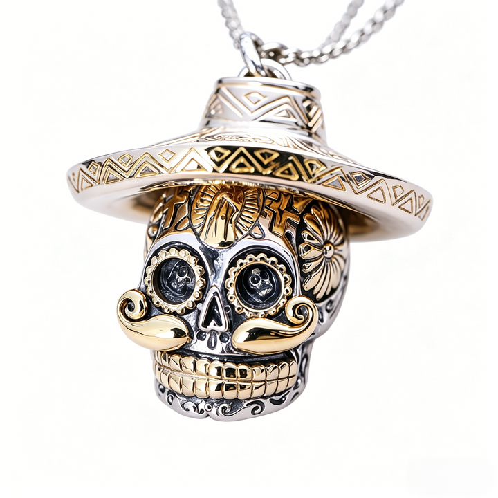 Skull with Hat Necklace