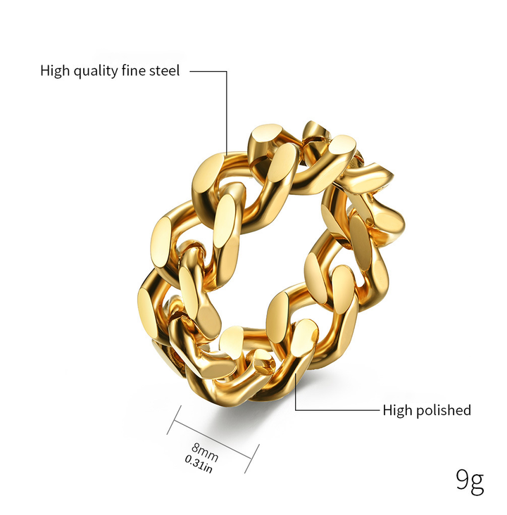 Bold Curb Chain Link Statement Band Ring