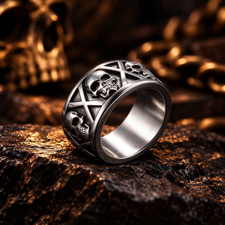 Gothic Skull Cross Pattern Band Ring