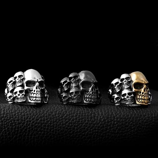 Gothic Multi Skull Stainless Steel Biker Ring