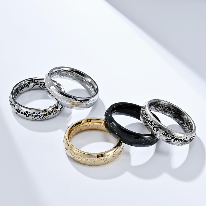 Elvish Script Engraved Fantasy Band Ring
