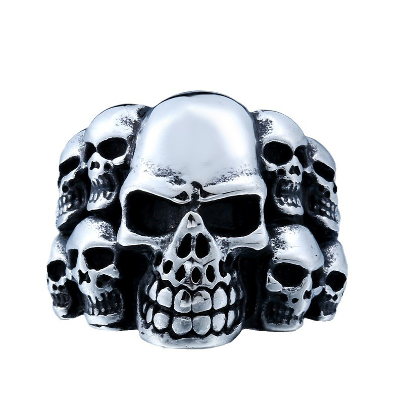 Gothic Multi Skull Stainless Steel Biker Ring