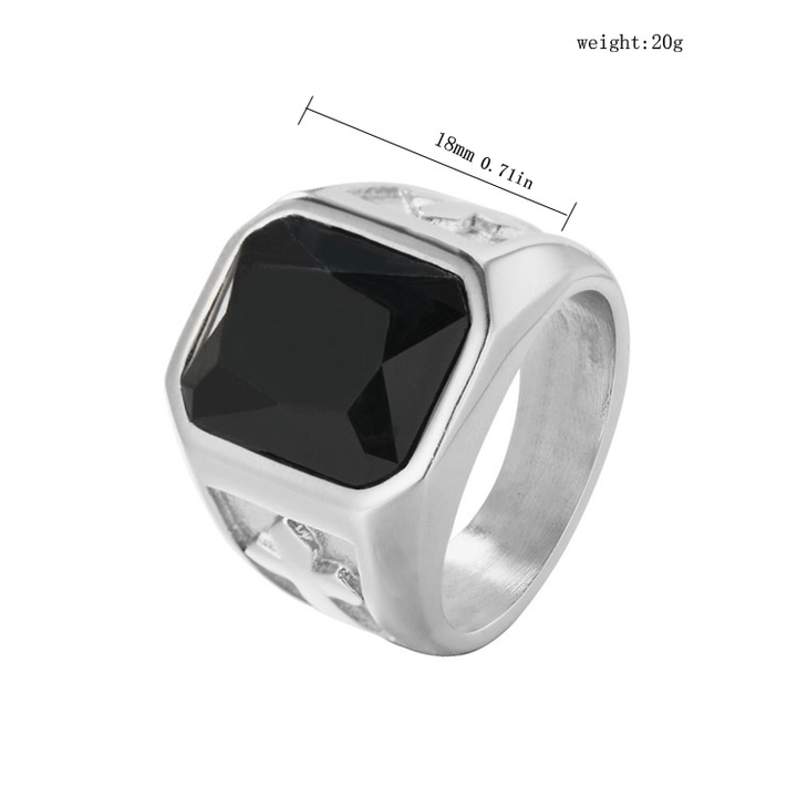 Retro Cross Inlaid Square Crystal Men Ring