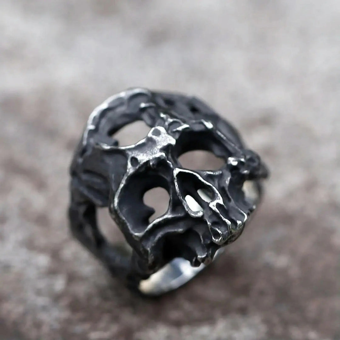 Hollow Out Skull Vintage Blackened Ring