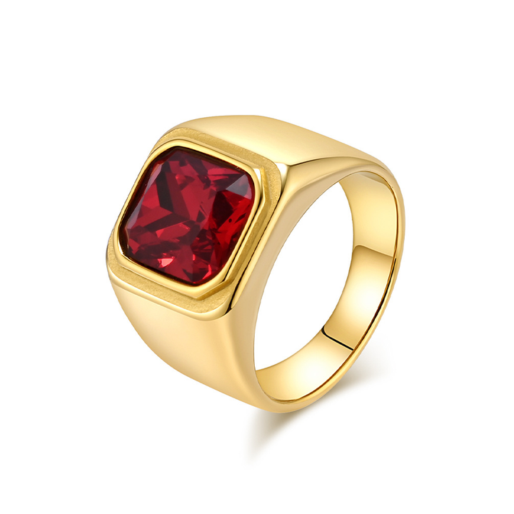 Cushion Cut Crystal Inlay Mens Statement Ring