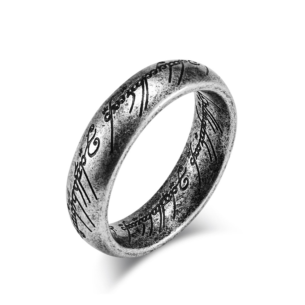 Elvish Script Engraved Fantasy Band Ring