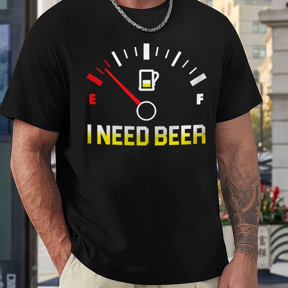 Novelty Beer Slogan Graphic Short Sleeve T-Shirt