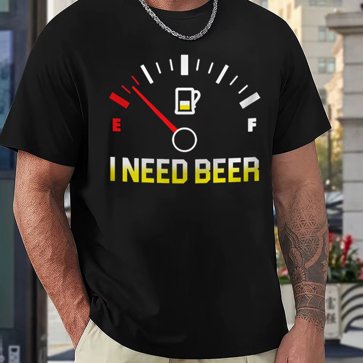 Novelty Beer Slogan Graphic Short Sleeve T-Shirt