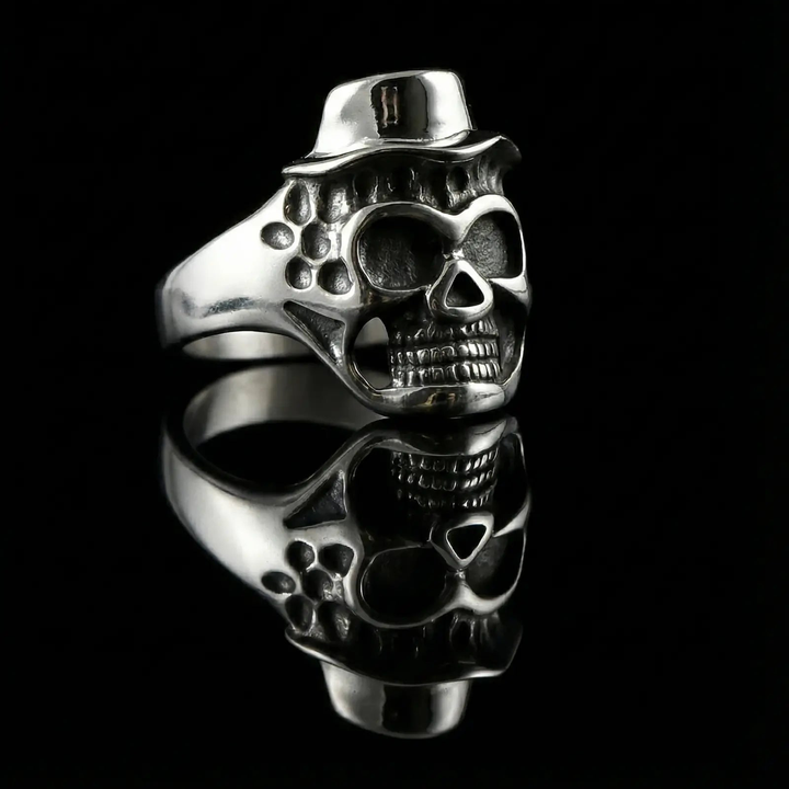 Gentleman Skull Hat Statement Ring
