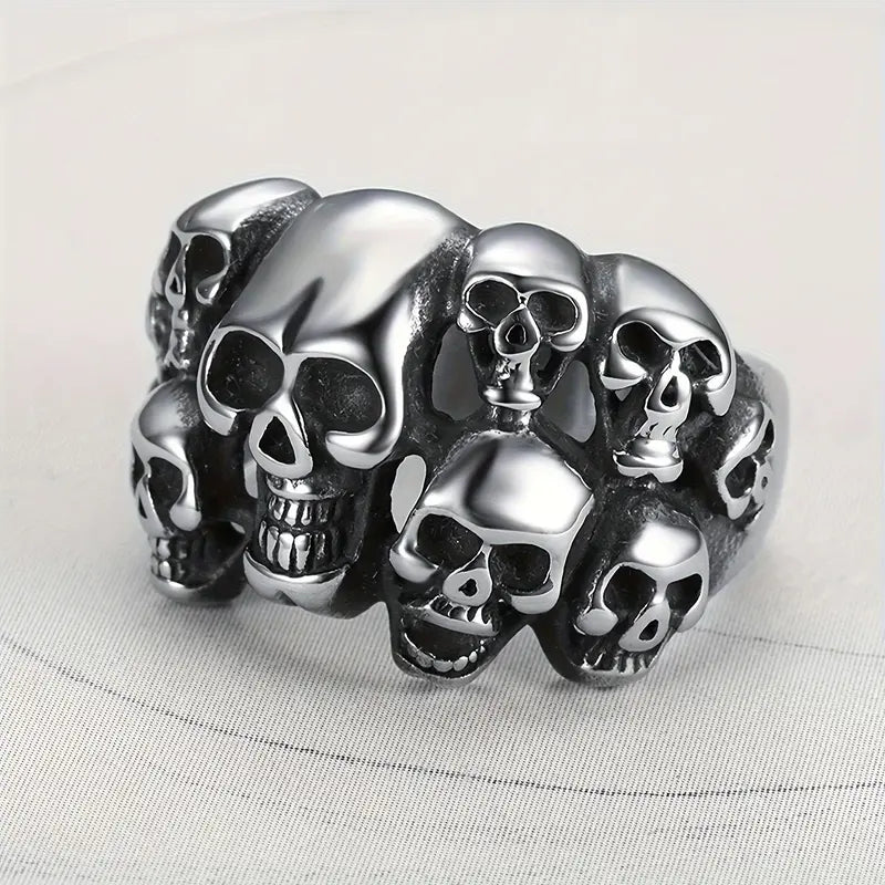 Sterling Silver Phantom Skull Biker Ring