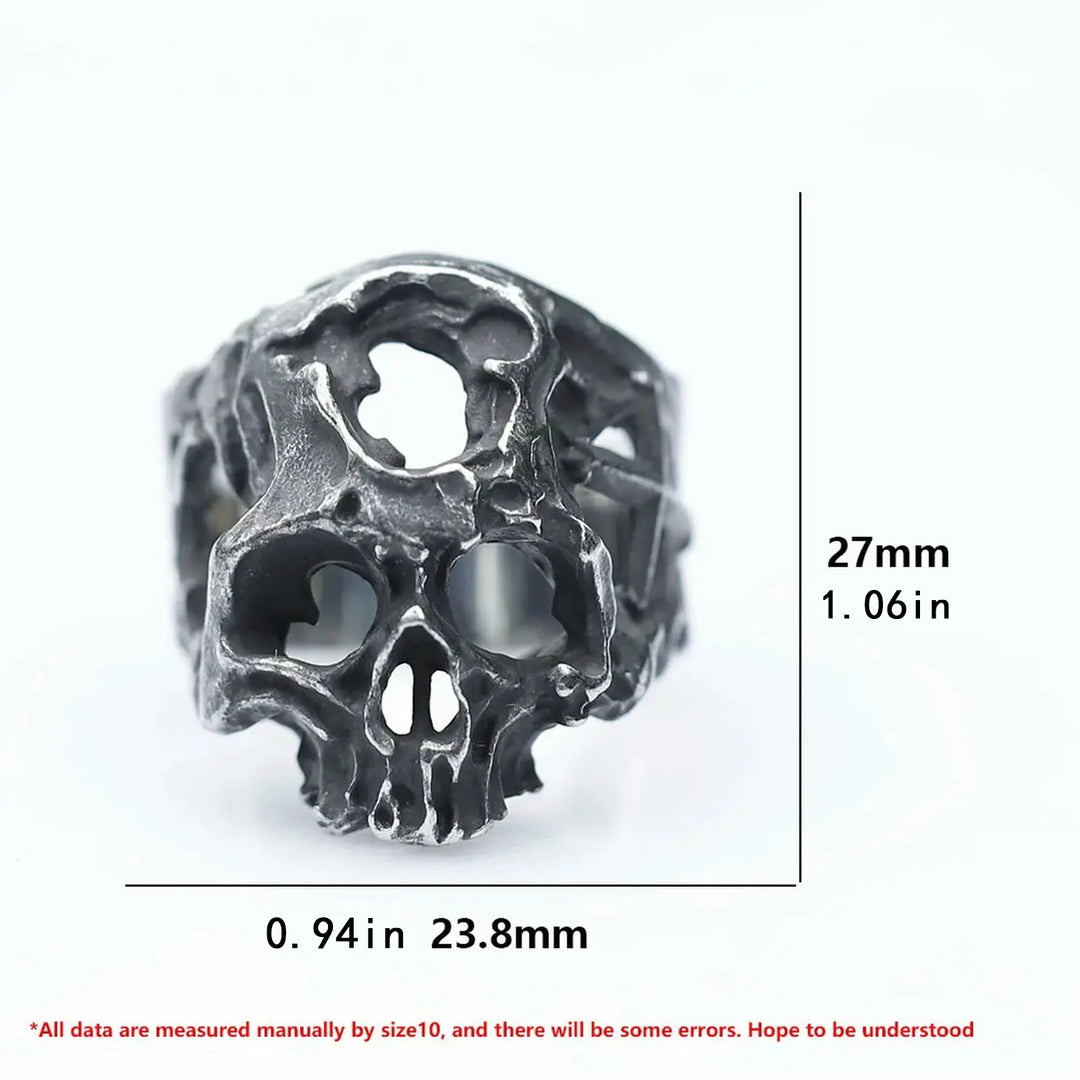 Hollow Out Skull Vintage Blackened Ring