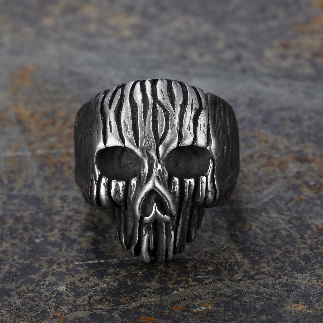 Textured Wraith Skull Statement Ring