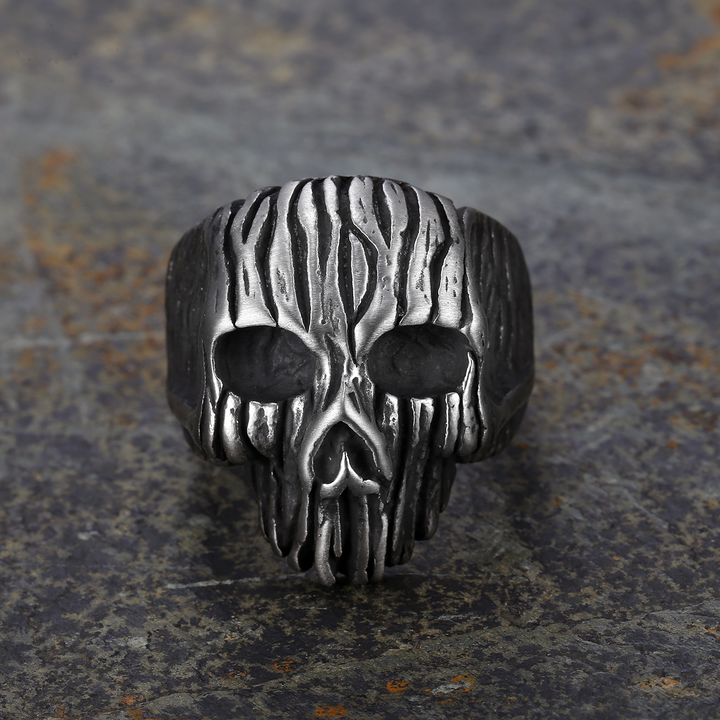 Textured Wraith Skull Statement Ring