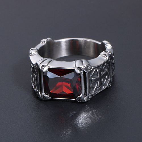 Vintage Gothic Cross Gem Ring