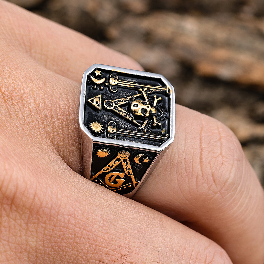Gold skull 925 silver men&