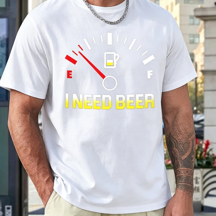 Novelty Beer Slogan Graphic Short Sleeve T-Shirt
