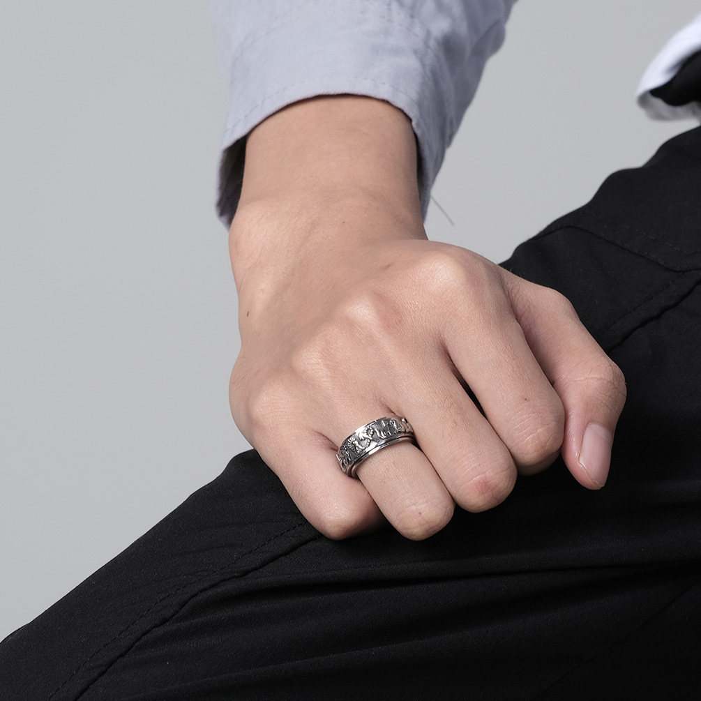 Egyptian Hieroglyph Spinner Band Ring