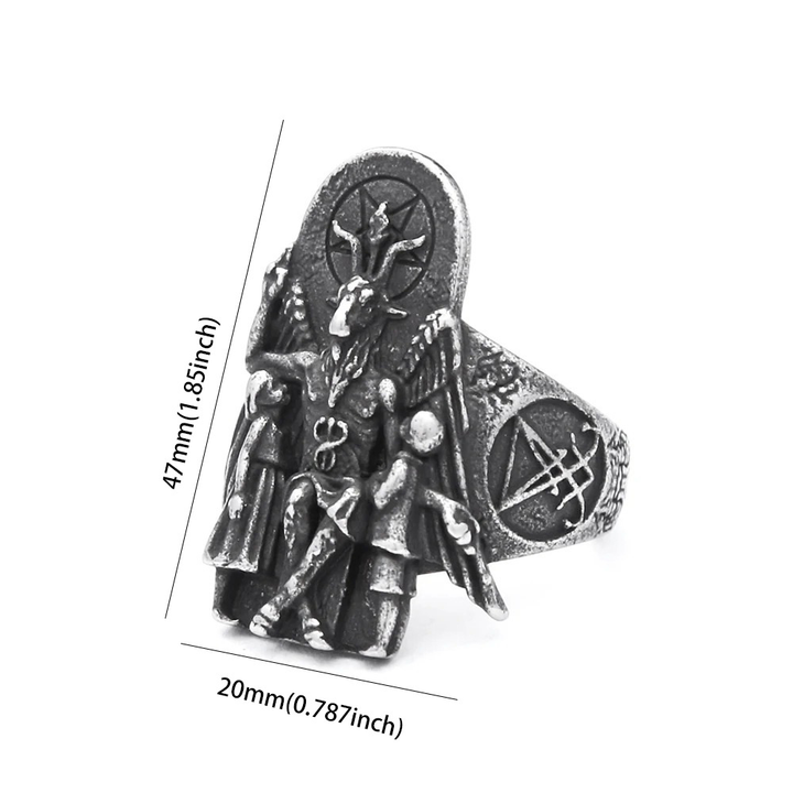 Vintage Gothic Sculpture Embossed Retro Punk Men Statement Ring