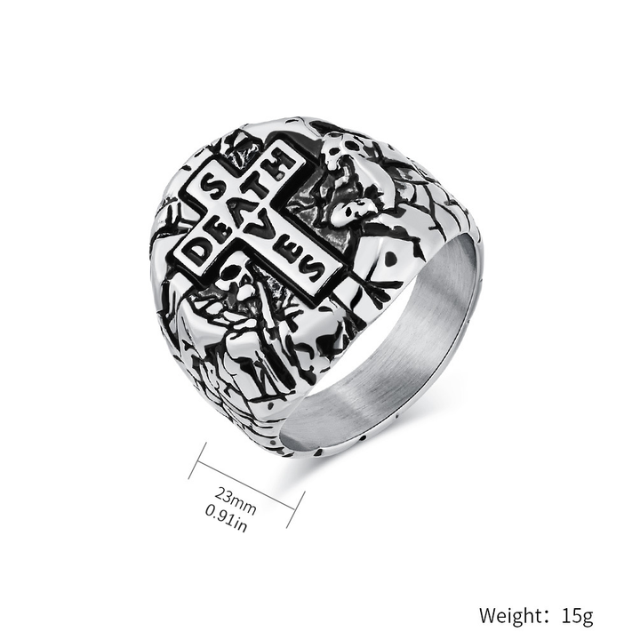Gothic Cross Letter Signet Ring