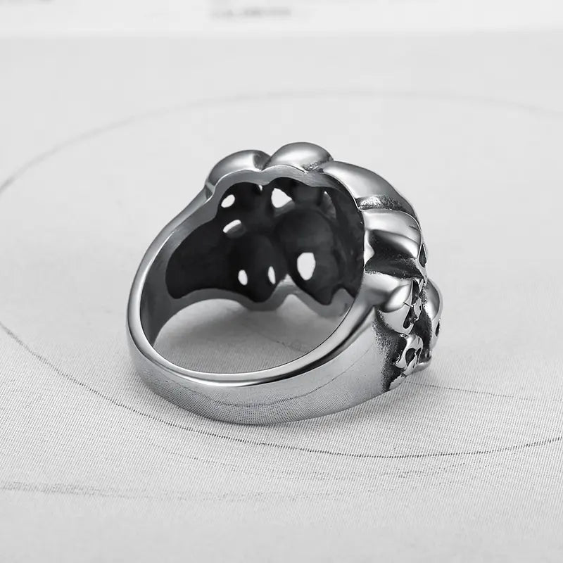 Sterling Silver Phantom Skull Biker Ring