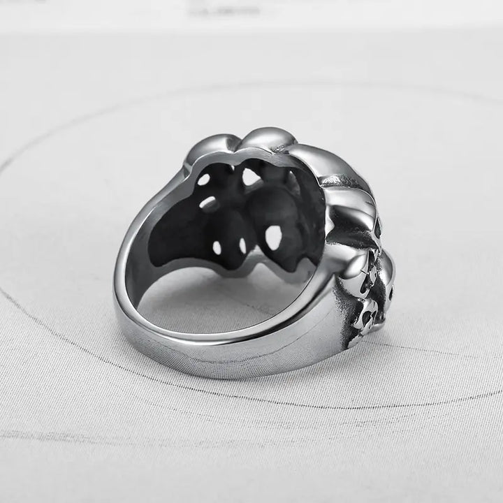 Sterling Silver Phantom Skull Biker Ring