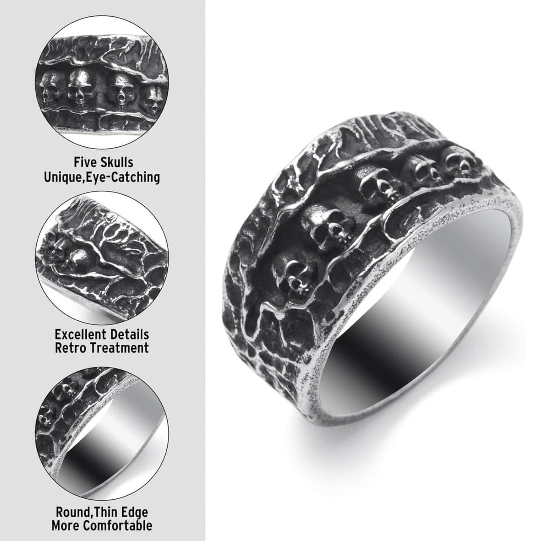 Hip Hop Punk Skull Sterling Silver Ring