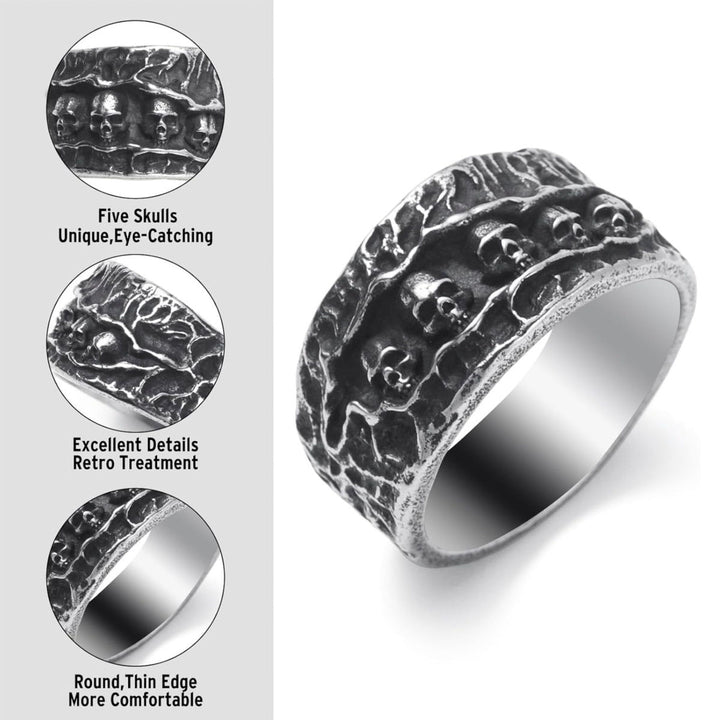 Hip Hop Punk Skull Sterling Silver Ring