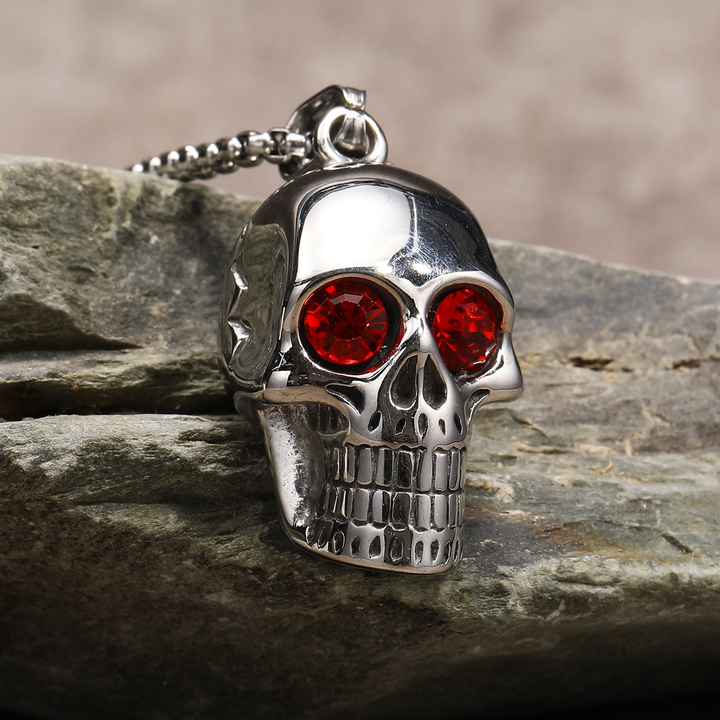 Gothic Gemstone Skull Pendant Necklace