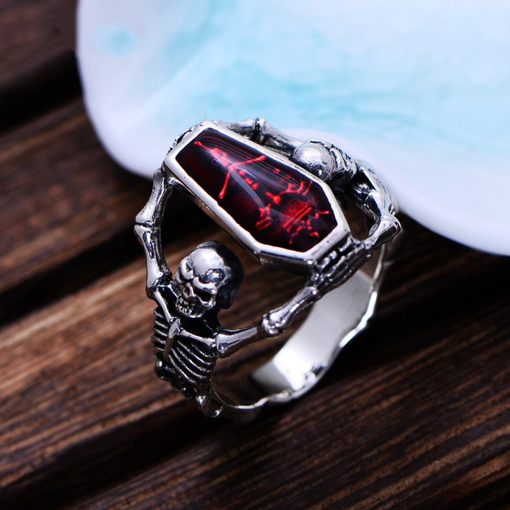 Dark Gothic Skeleton Coffin Ring