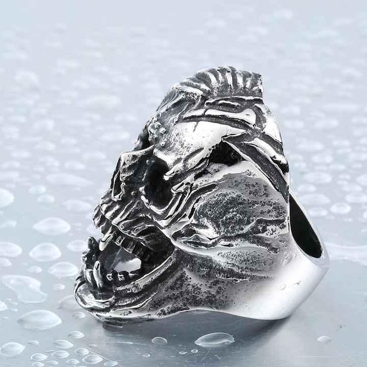 Antique Washed Grim Reaper Skull Punk Finger Ring