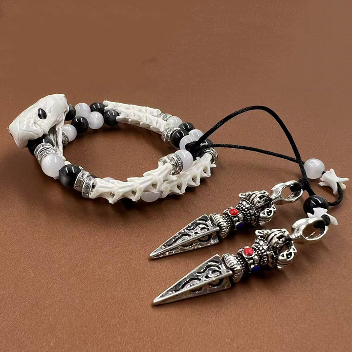 Retro Tribal Snake Head Beaded Bracelet