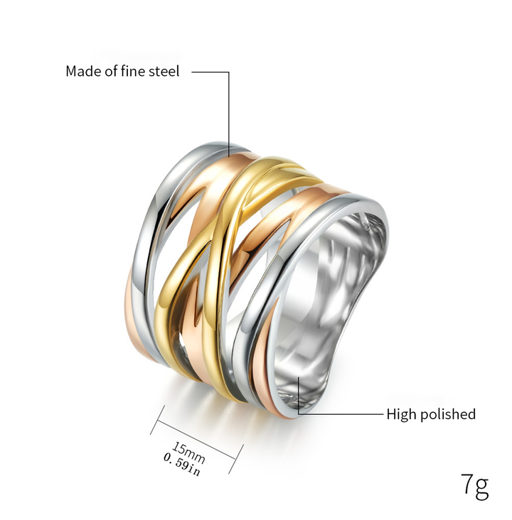 Twisted Interwoven Layered Wide Fashion Band Ring