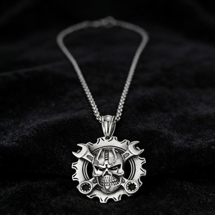 Winged Skull Biker Necklace