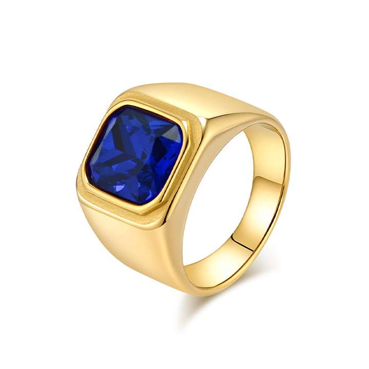 Cushion Cut Crystal Inlay Mens Statement Ring