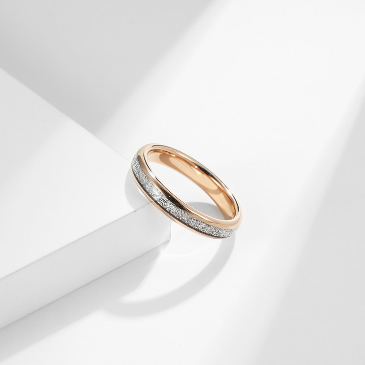 Domed Meteorite Grain Inlay Fashion Band Ring