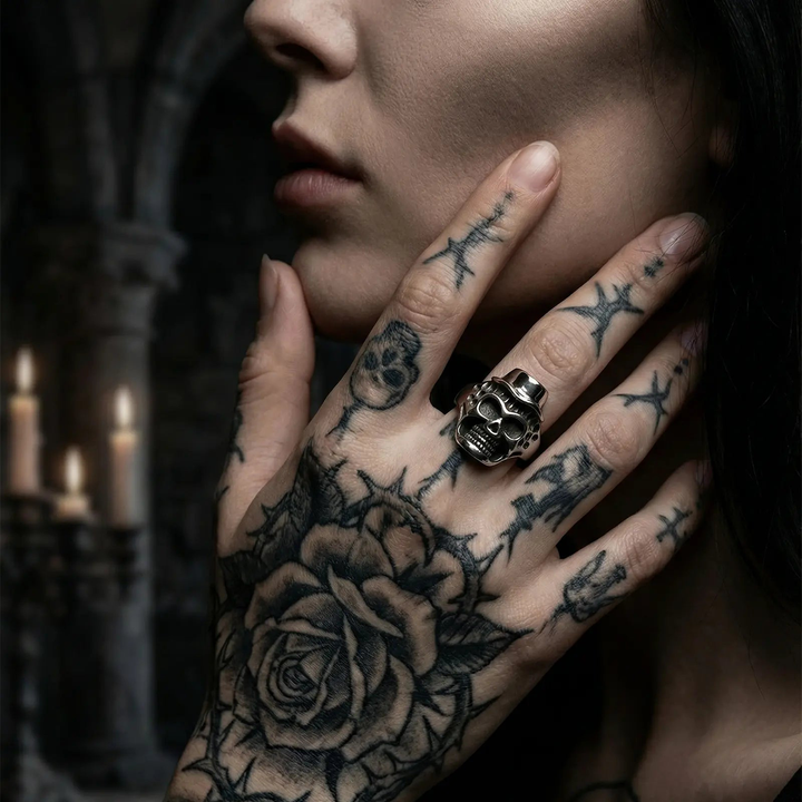 Gentleman Skull Hat Statement Ring