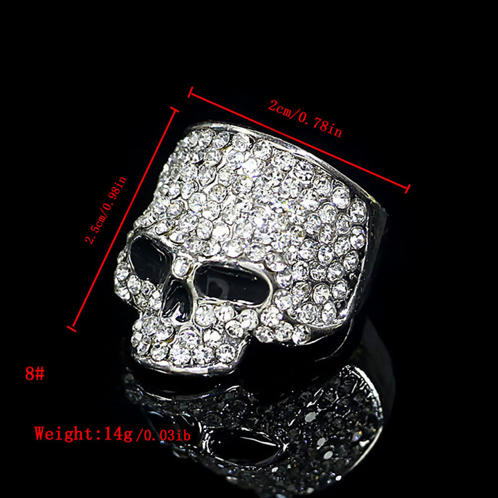 Sparkling Crystal Skull Statement Ring