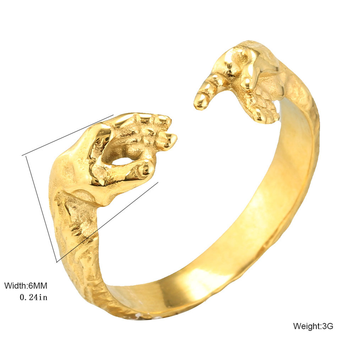 Unique Hand Shape Open Cuff Ring