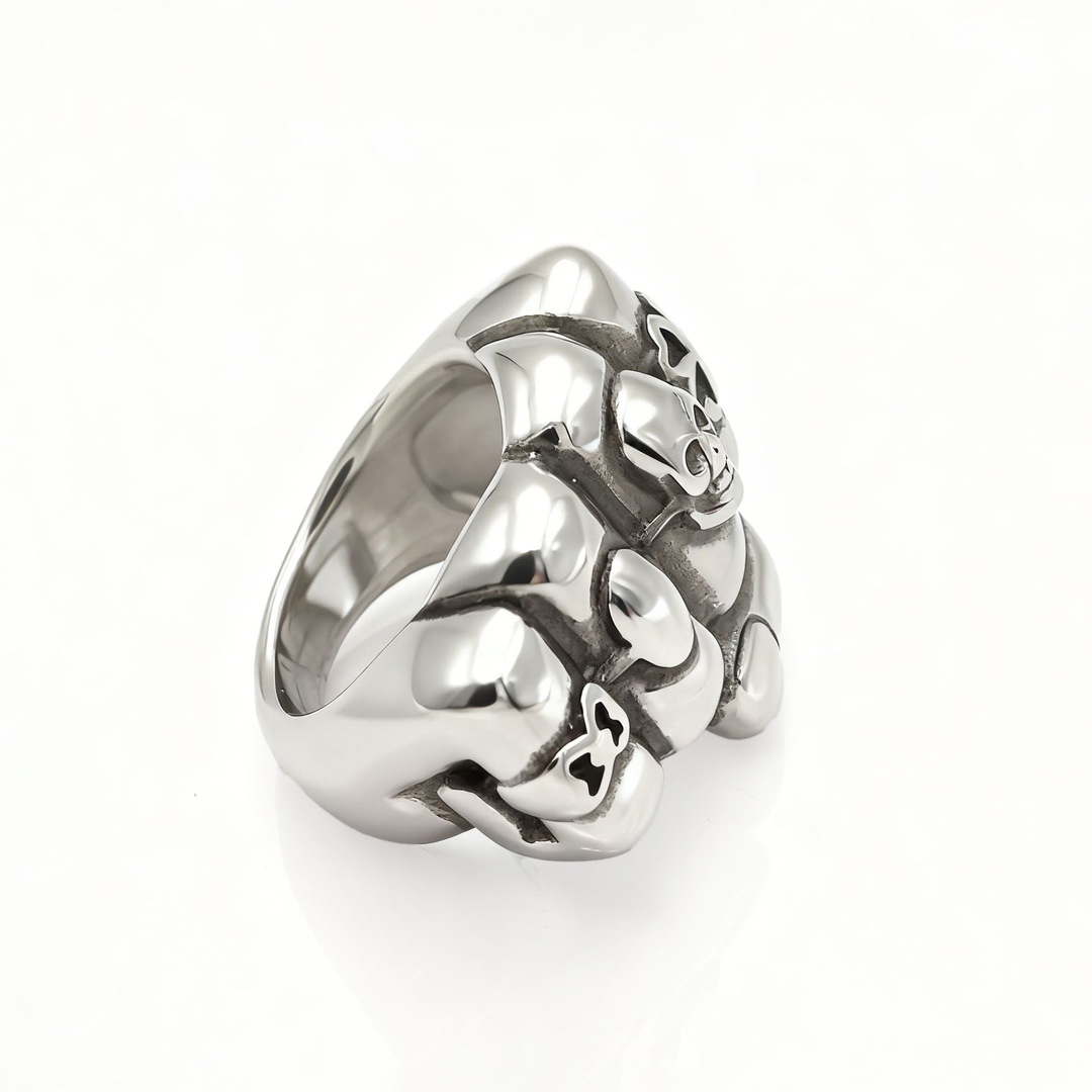 Punk Skeleton Knuckle Silver Ring