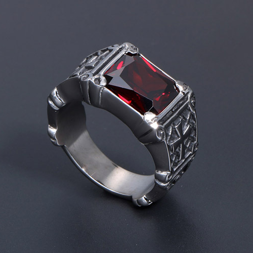 Vintage Gothic Cross Gem Ring