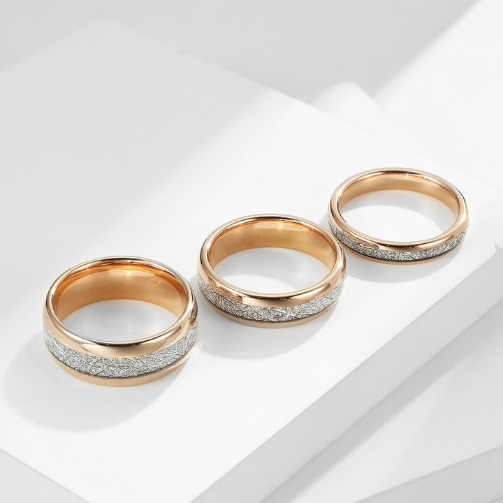 Domed Meteorite Grain Inlay Fashion Band Ring