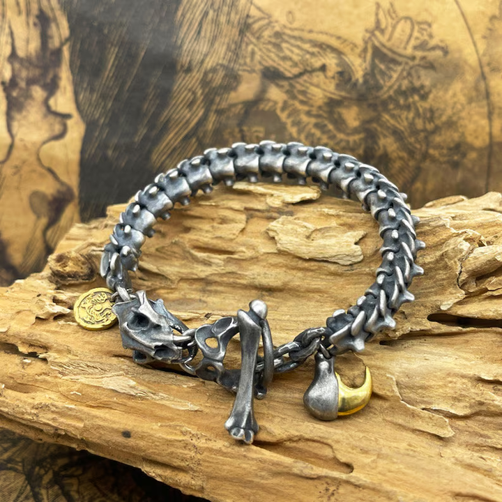 Handmade Tiger Bone Bracelet - 24K Gold Edge