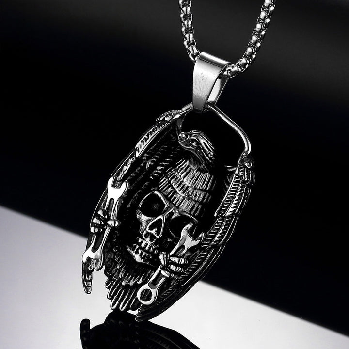 Gothic Eagle Wing Skull Necklace