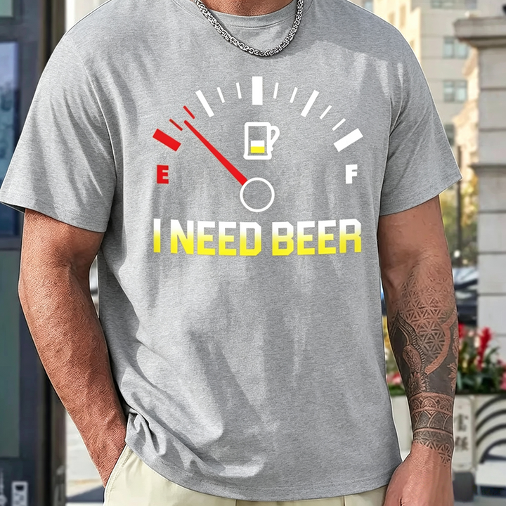 Novelty Beer Slogan Graphic Short Sleeve T-Shirt