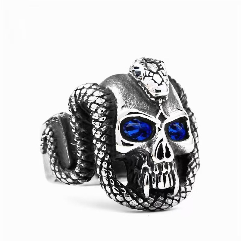 Vintage Snake Skull Statement Ring