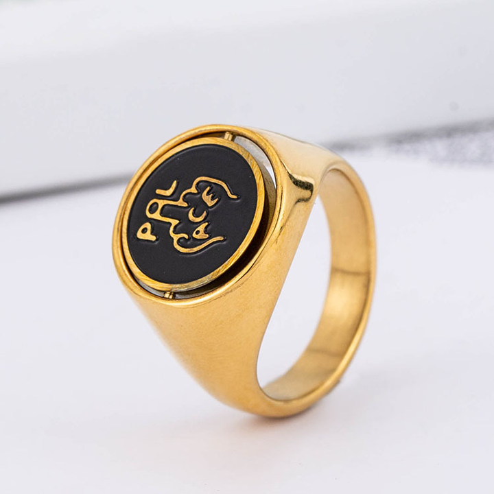 Vintage Rotating Double Face Engraved Signet Ring