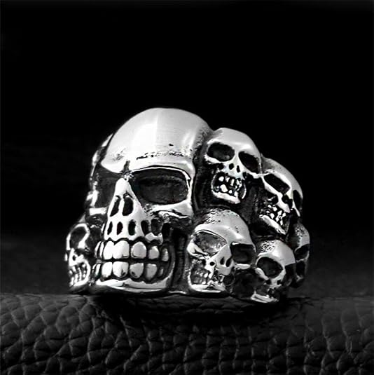 Gothic Multi Skull Stainless Steel Biker Ring