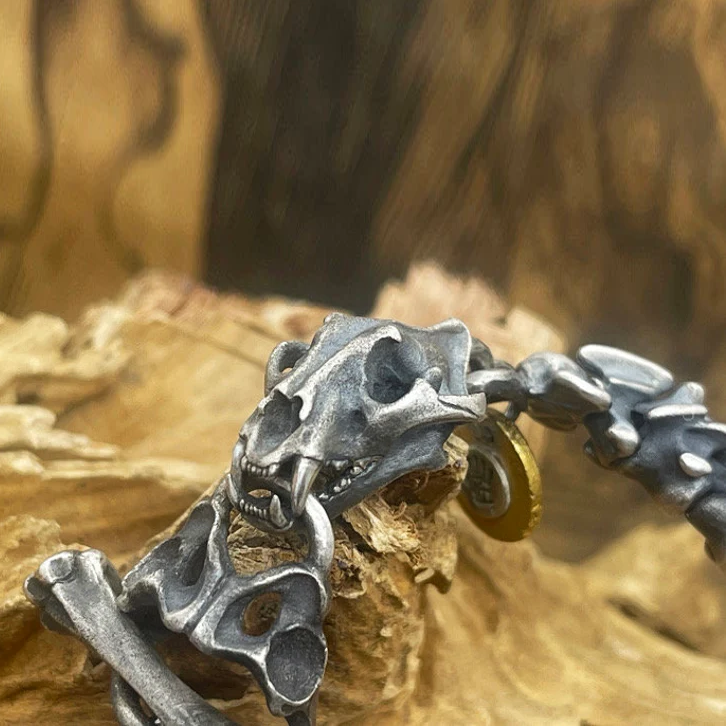 Handmade Tiger Bone Bracelet - 24K Gold Edge