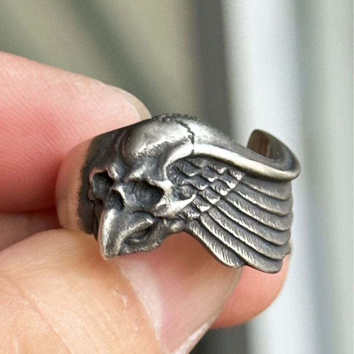 Vintage Eagle Skull Wing Adjustable Ring